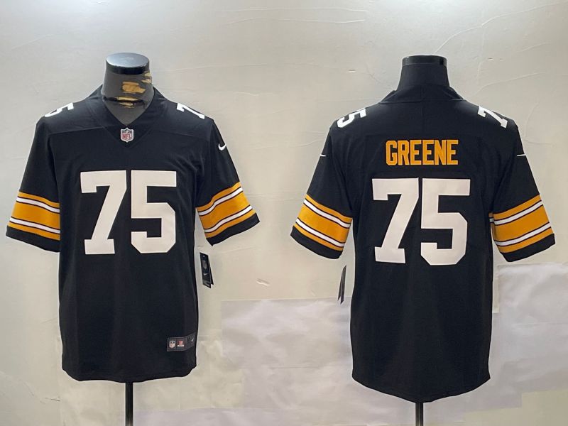 Men Pittsburgh Steelers 75 Greene Black 2024 Nike Vapor Limited NFL Jersey style 2